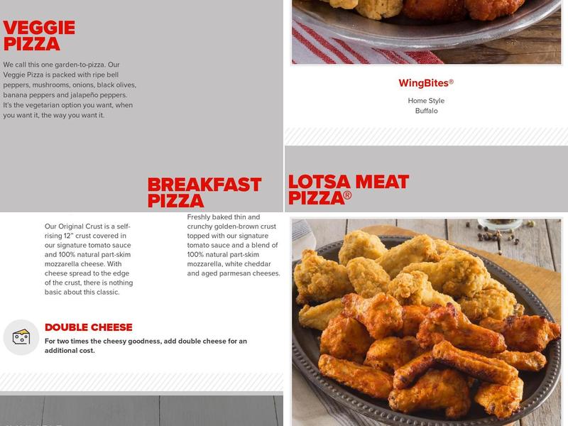 Hunt Brothers Pizza Menu