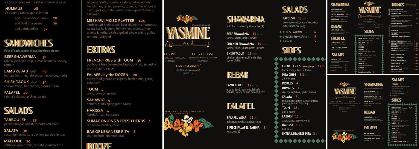 Yasmine Menu