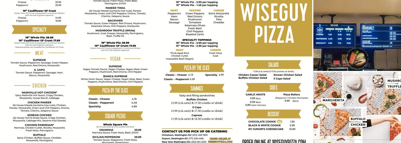 Wiseguy Pizza Menu