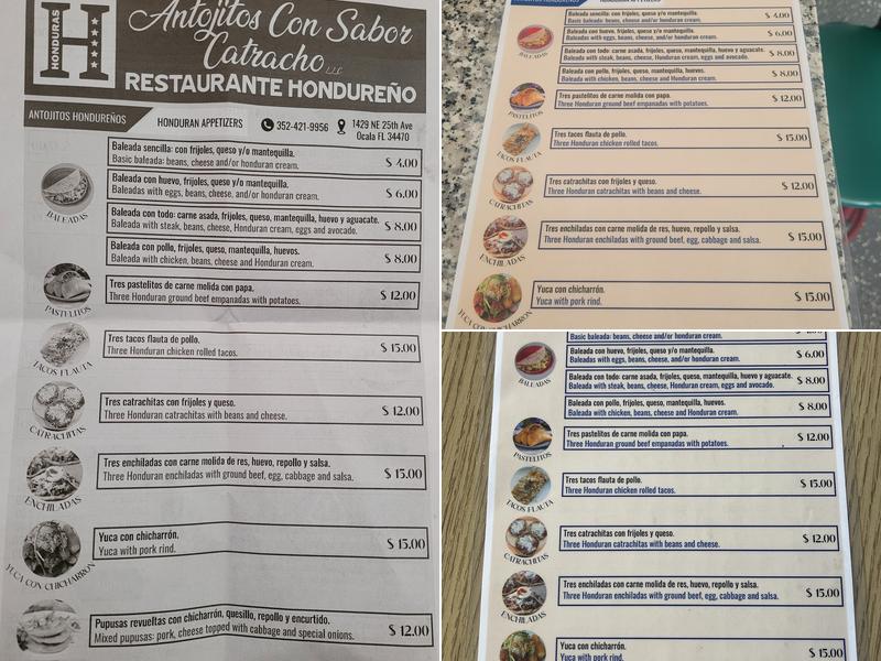 Antojitos Con Sabor Catracho Restaurante Hondureno Menu