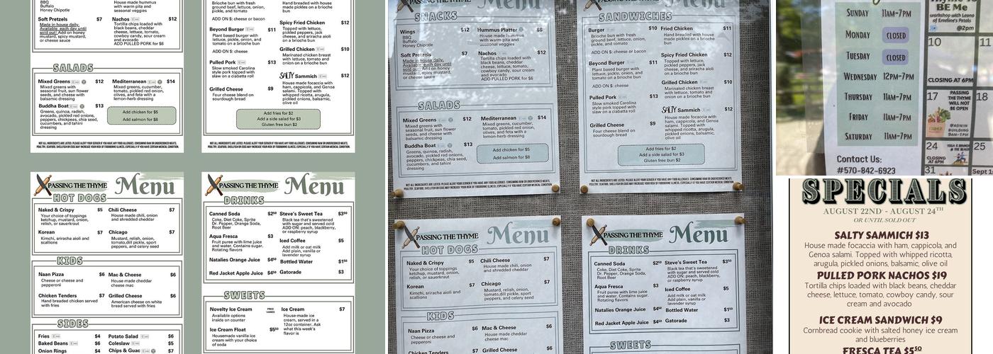 Passing the Thyme Menu