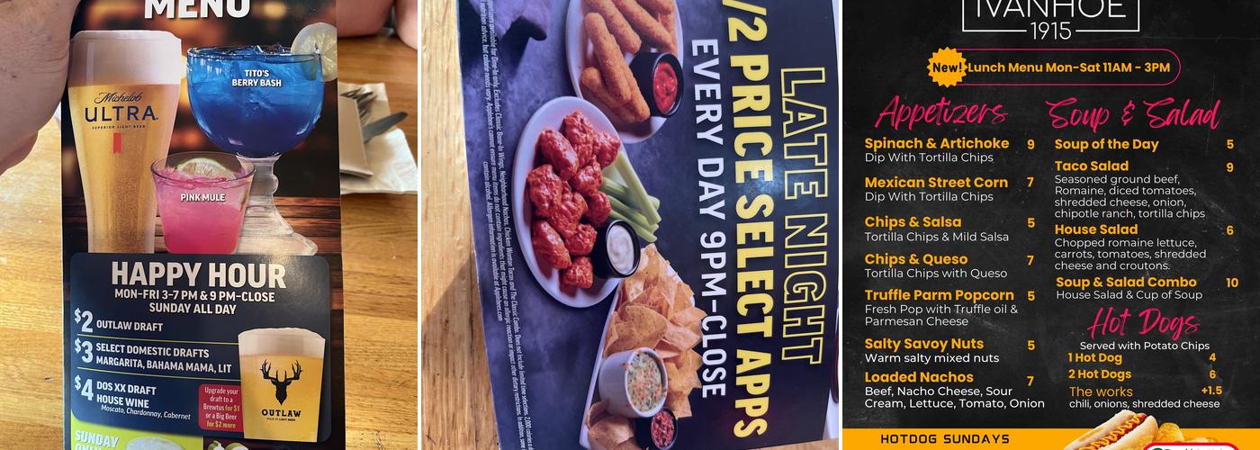 Dave’s dangling diner Menu