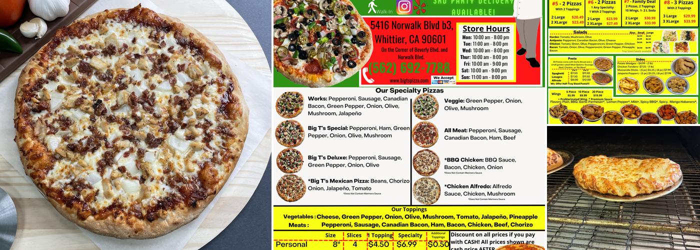 Big T’s Pizza Menu