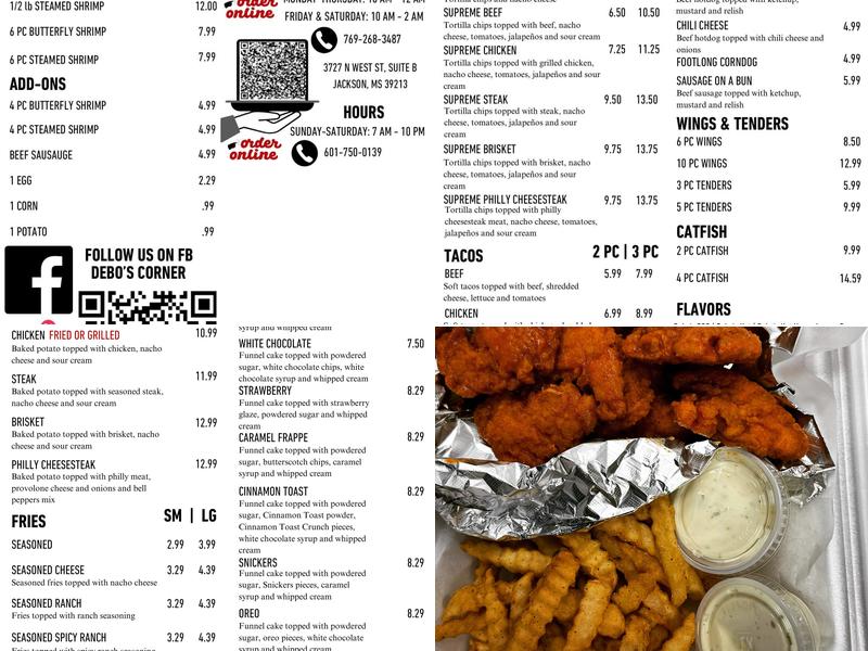 Debo’s Corner Menu