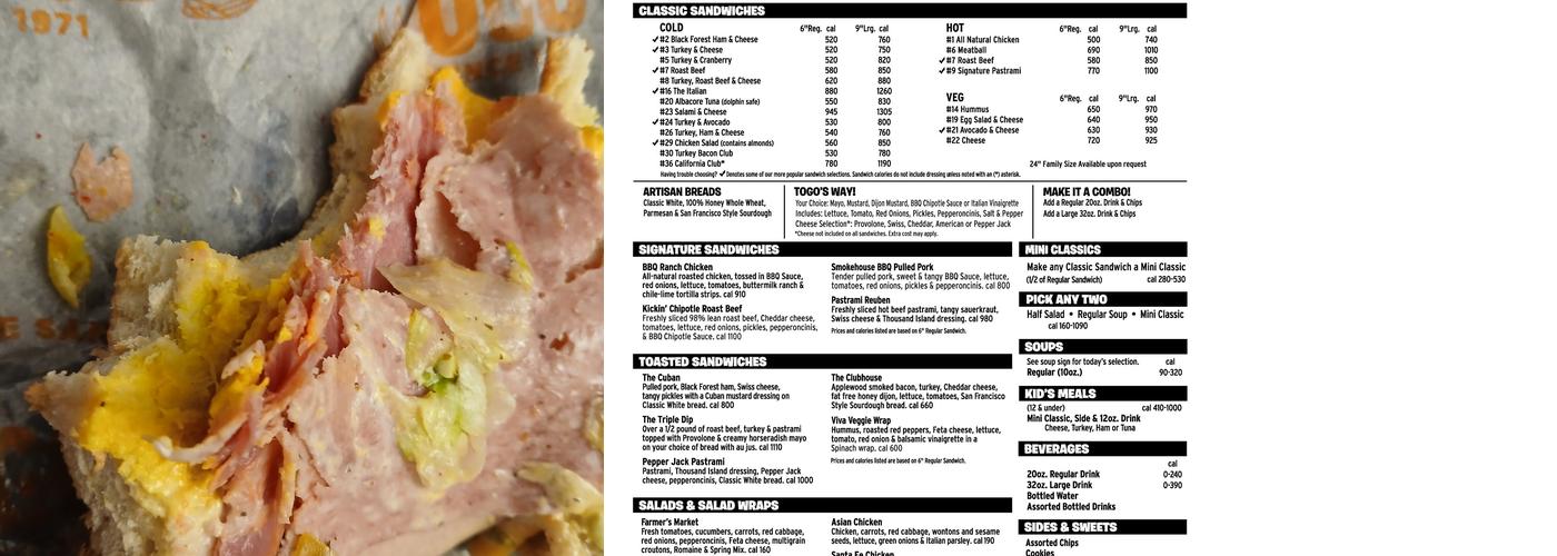 TOGO'S Sandwiches Menu