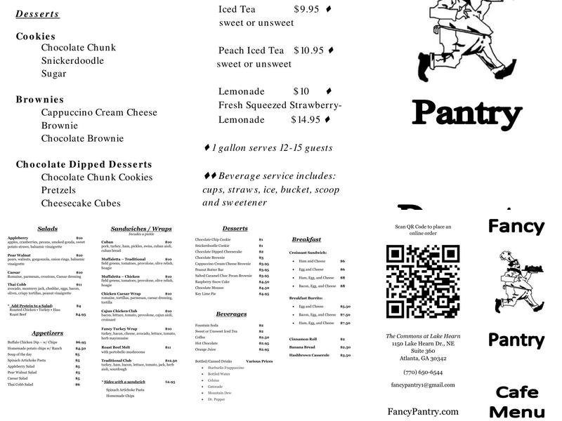 Fancy Pantry Menu