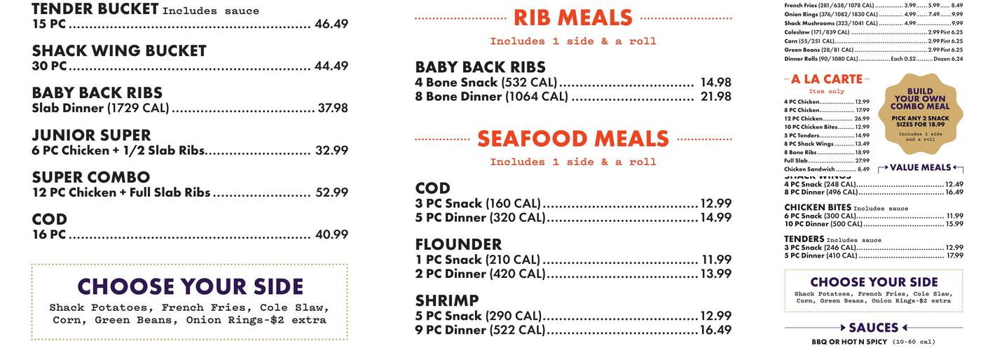 Chicken Shack Menu