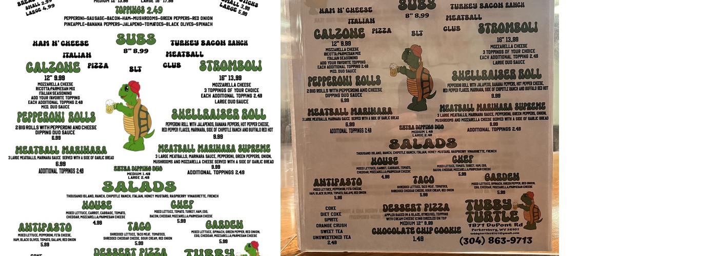 Tubby Turtle Menu