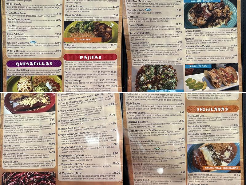 Patrón Grill Menu