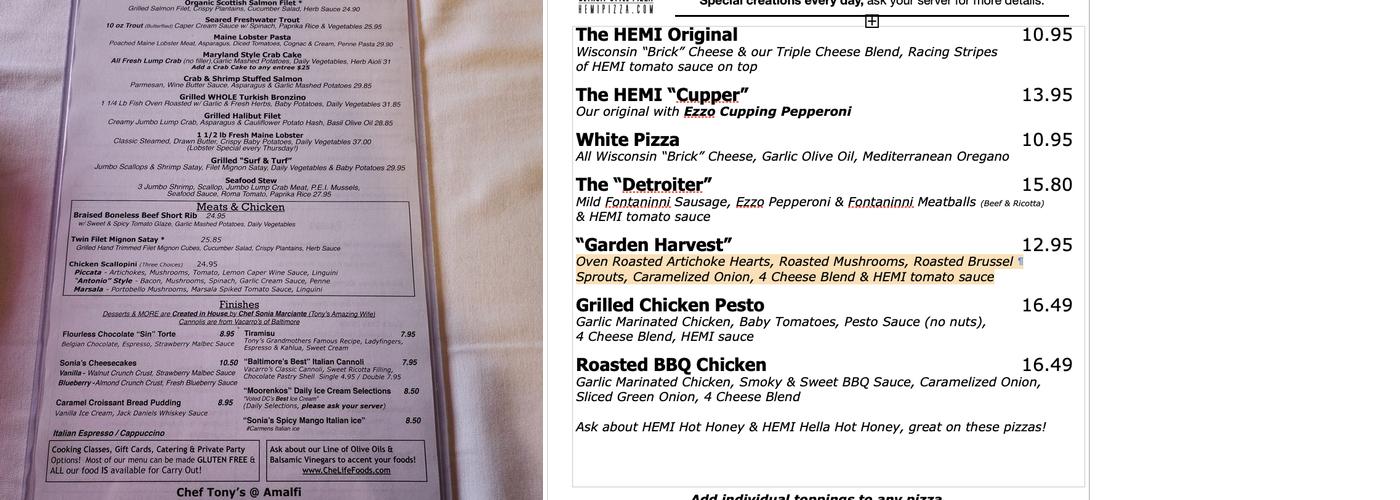 HEMI pizza-Rockville Menu