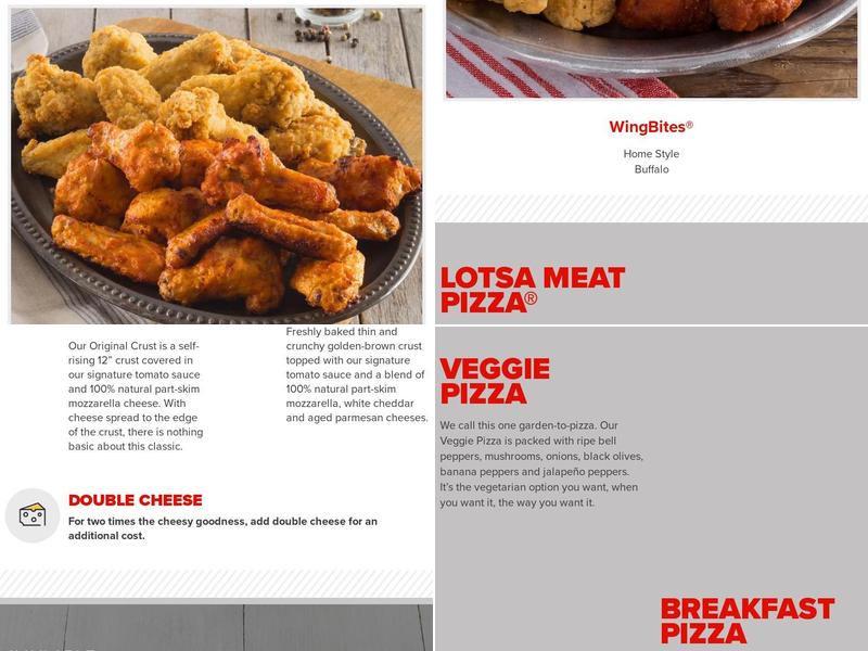 Hunt Brothers Pizza Menu