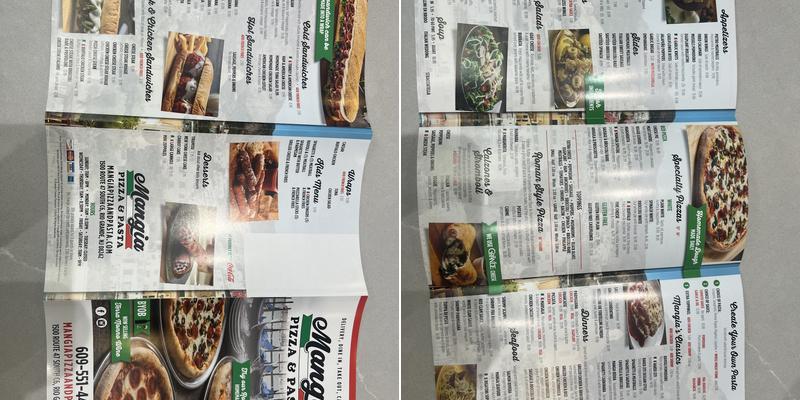 Mangia Pizza and Pasta Menu