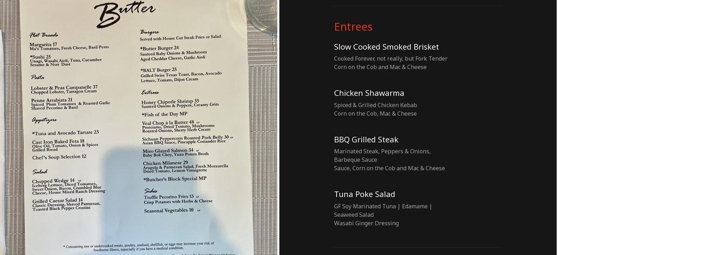 BBG Menu