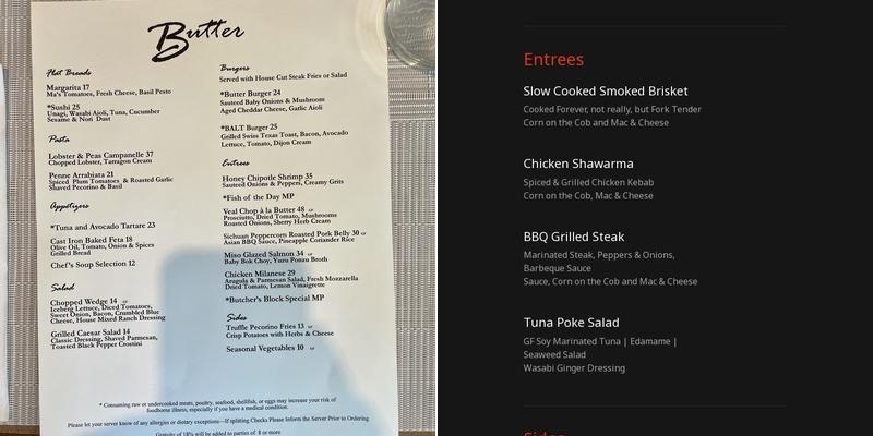 BBG Menu