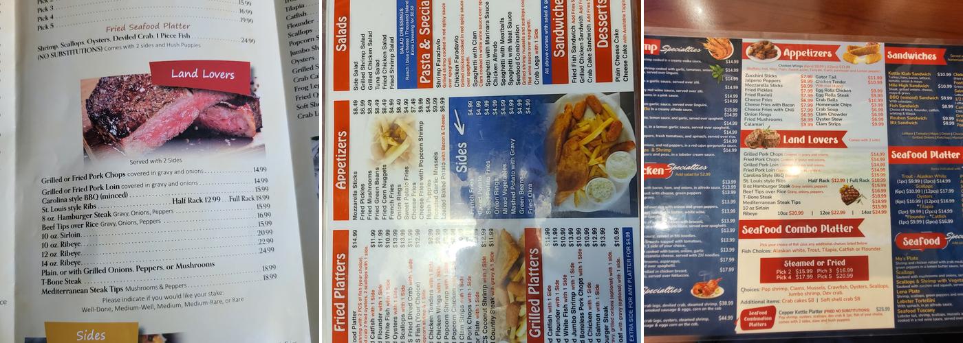 The Copper Kettle Menu