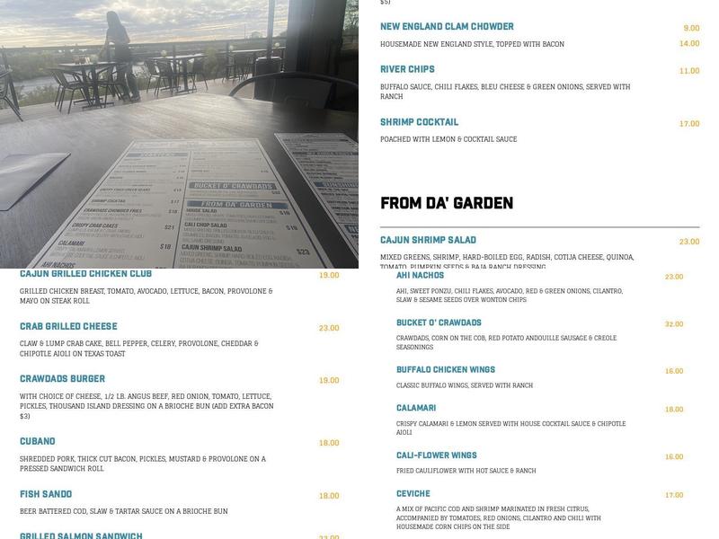 Crawdads on the Lake Menu