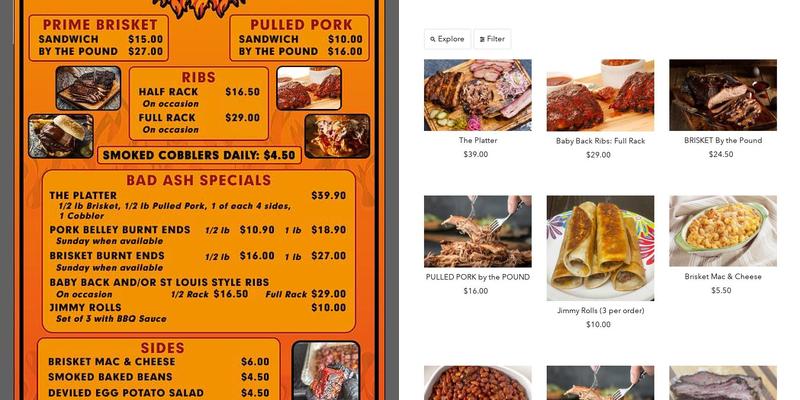 Jimmy Franks LLC, DBA: Bad Ash BBQ Menu