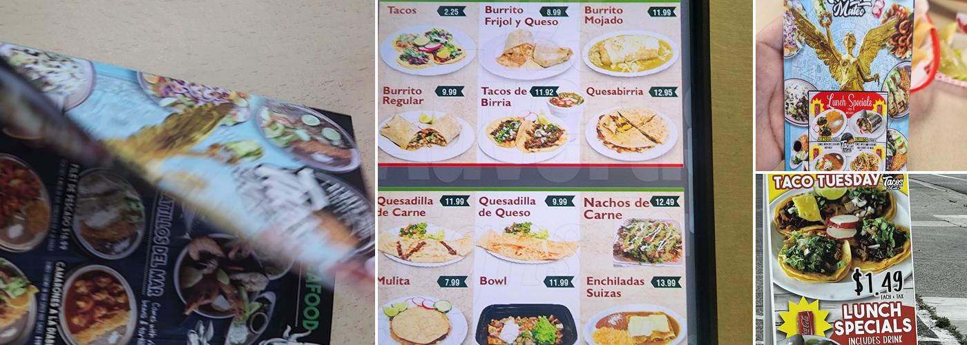 Tacos Mateo Menu