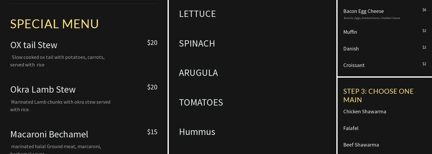 Miza Menu
