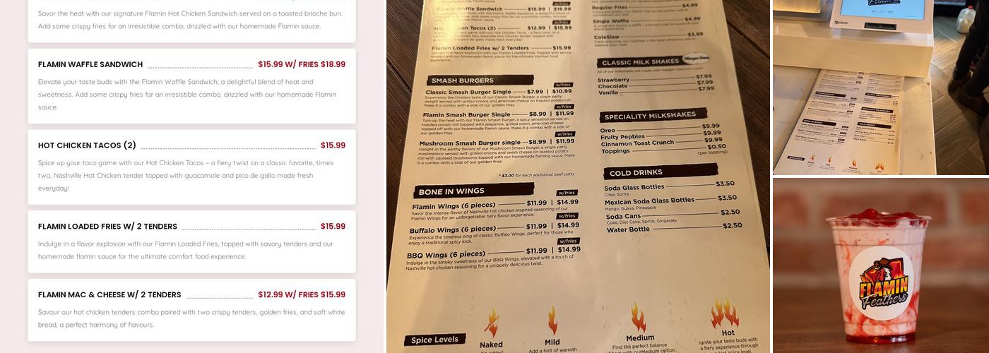 Flamin Feathers Menu