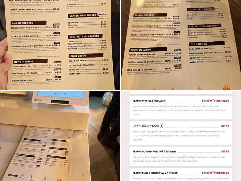 Flamin Feathers Menu