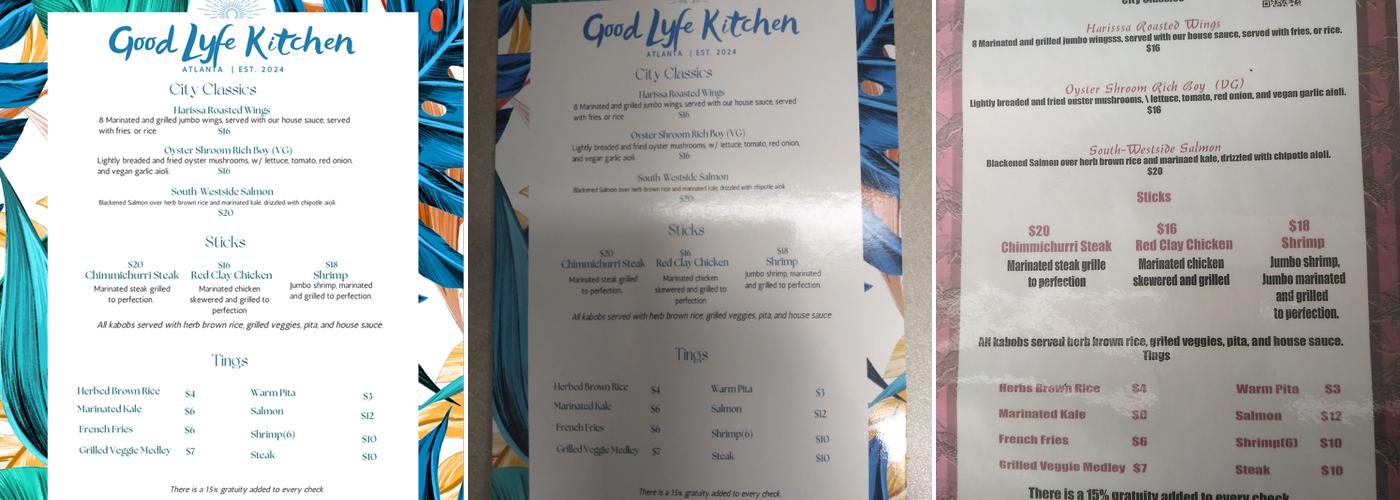 Good Lyfe Kitchens Menu