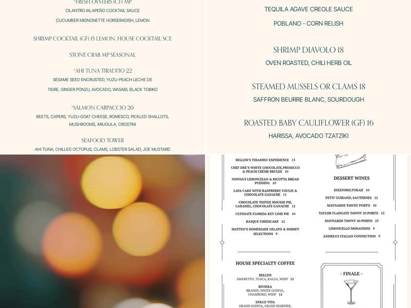 Bellini's Menu
