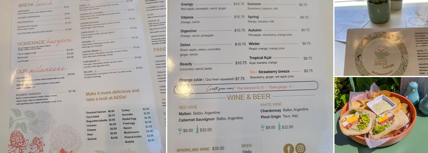 Coffee Break House Menu