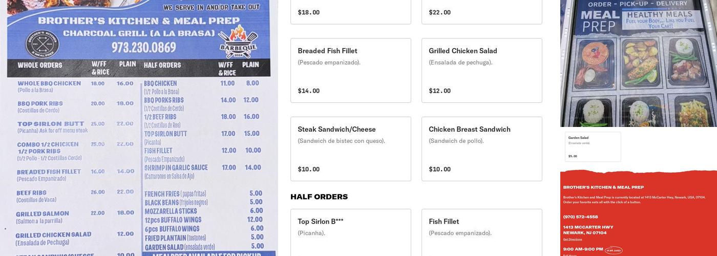 Brother's Kitchen and Meal Prep Menu
