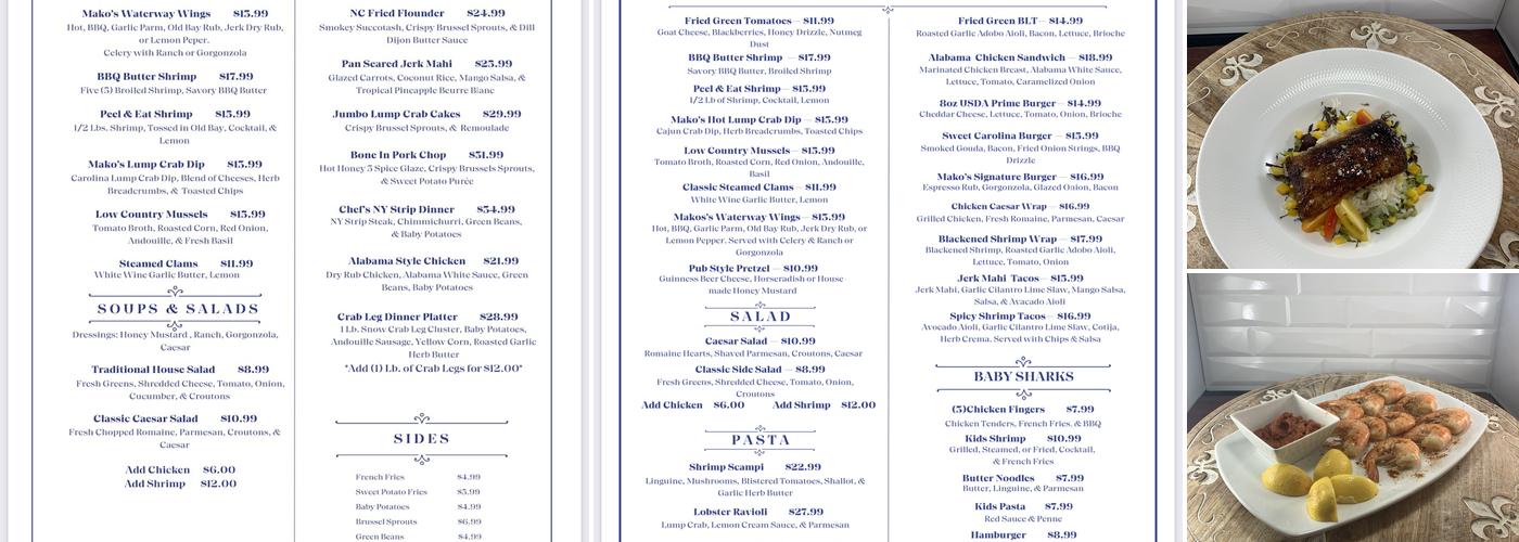 Makos Marina Bar & Grill Menu