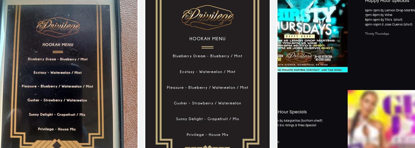 Privilege Restaurant & Hookah Lounge Menu