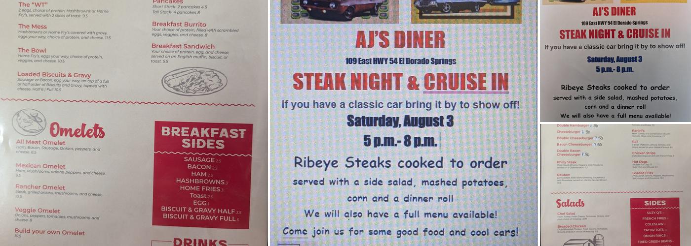 AJ's Diner Menu