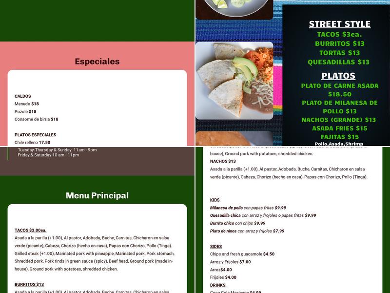 La Loncherita Authentic Mexican Food Menu