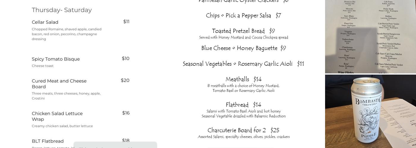 The Cellar Menu