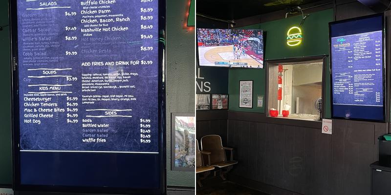 Willies @ The Paddock Menu