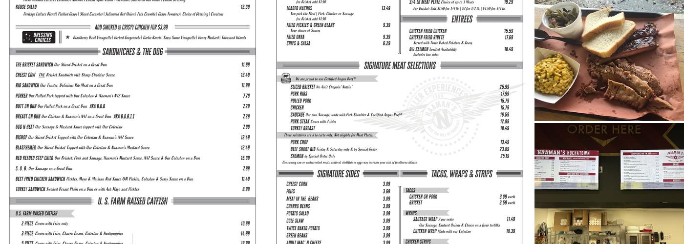 Naaman's bbq of Hochatown Menu