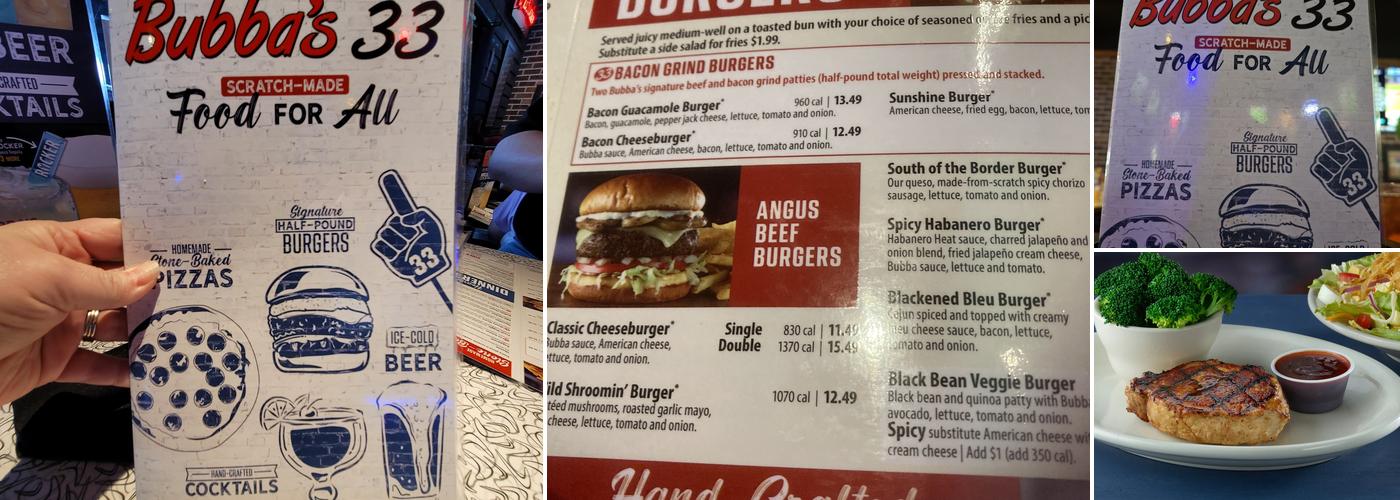 Bubba's 33 Menu