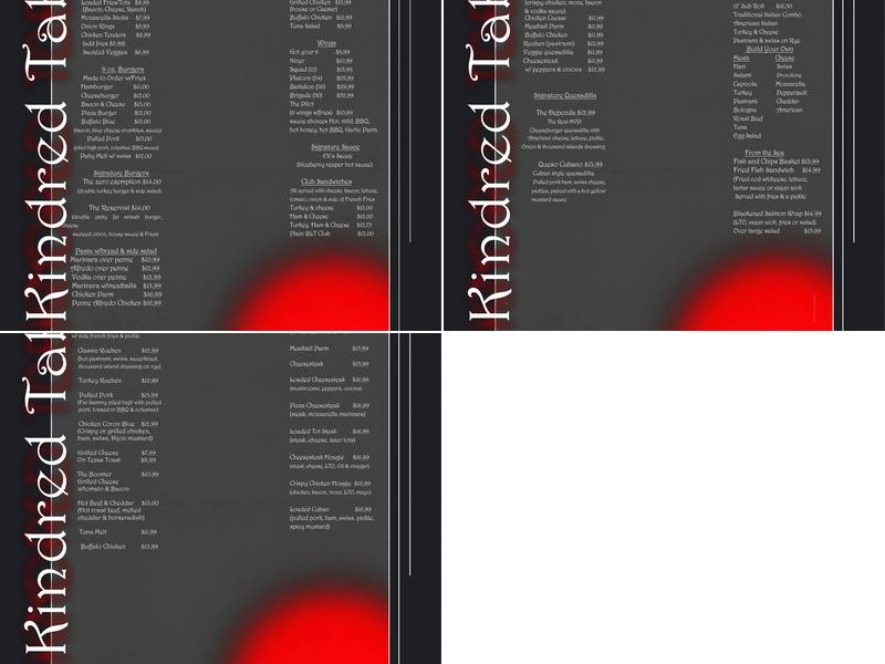 The Kindred Table Menu