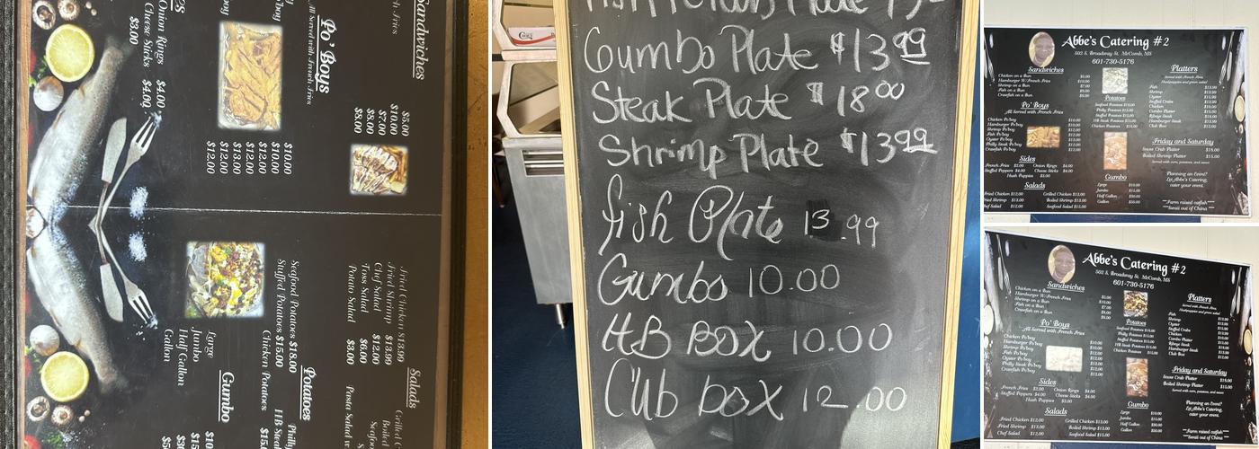 Abbe's Catering #2 Menu