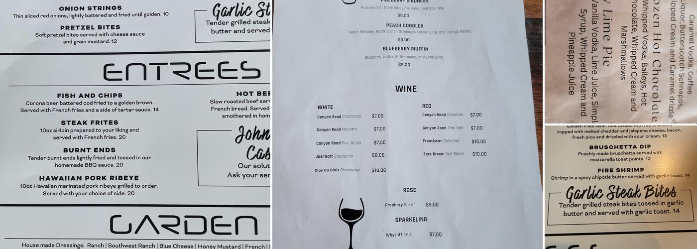 Urban Taproom and Grille Menu
