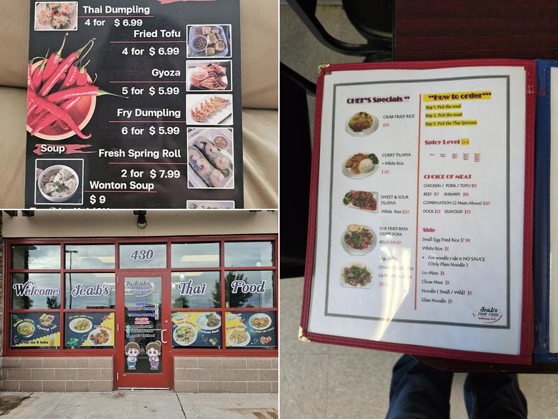 Jeab's Thai Food @Sidney MT. Menu