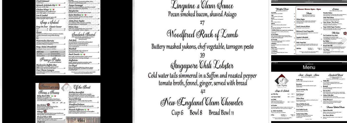 Ciao Thyme Menu