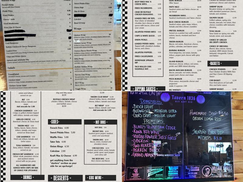 Tavern 1836 Menu