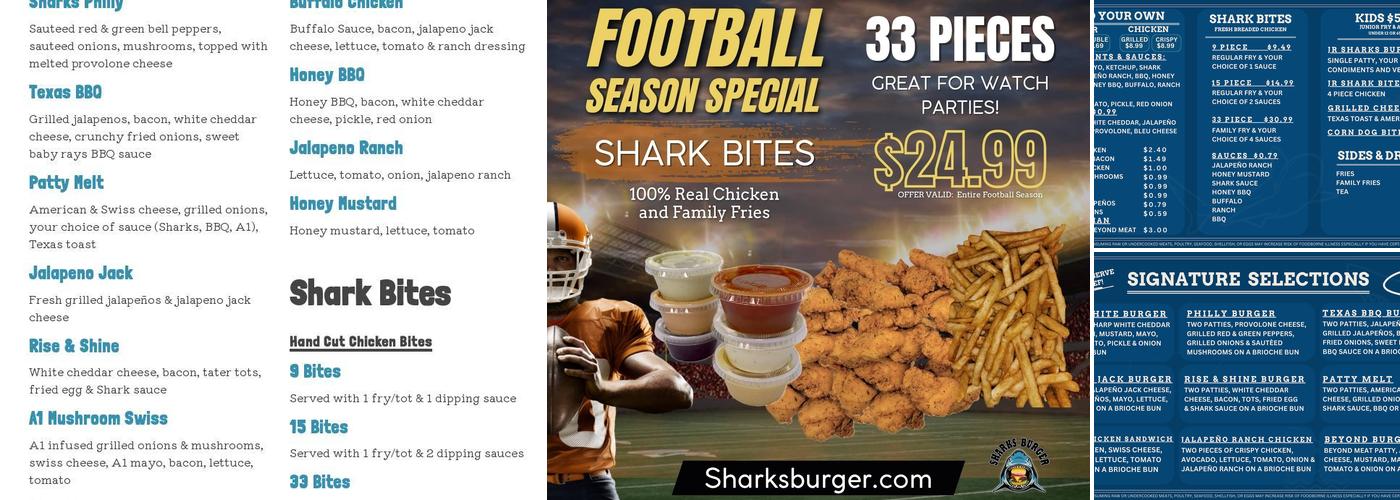 Sharks Burger Menu