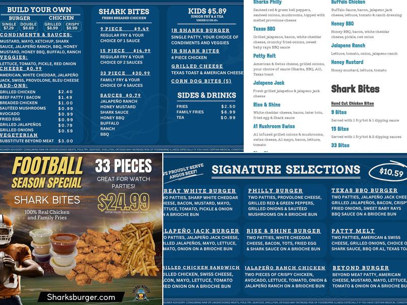 Sharks Burger Menu