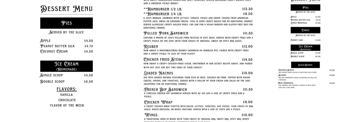 Gramma D’s Cafe Menu