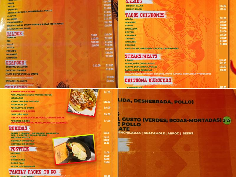 Ta Chingon Comida Mexicana Menu