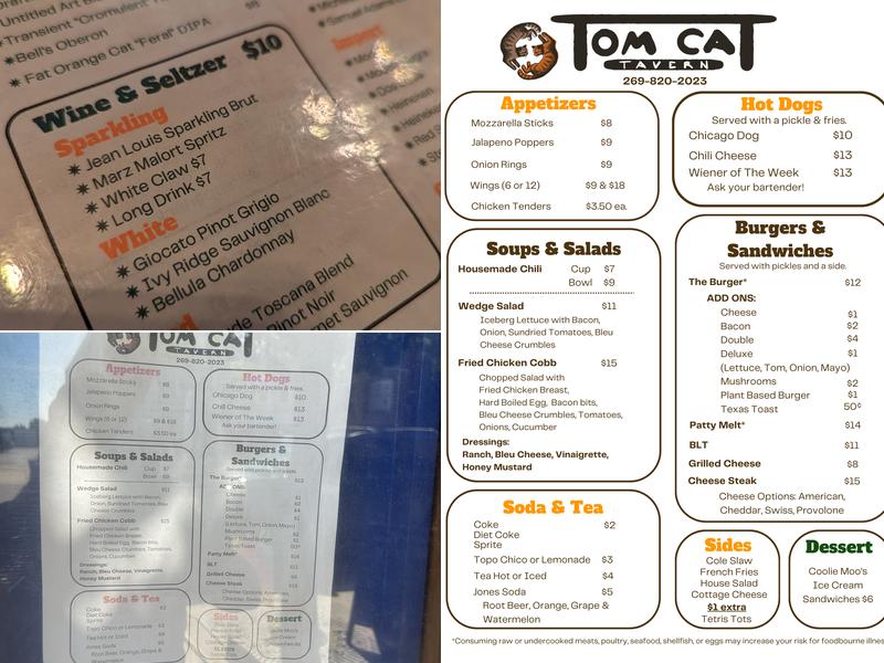 Tom Cat Tavern Menu