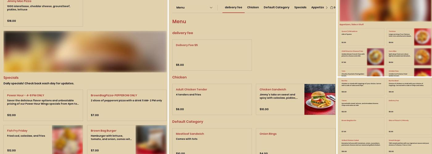 Jimmys Munch Box Menu