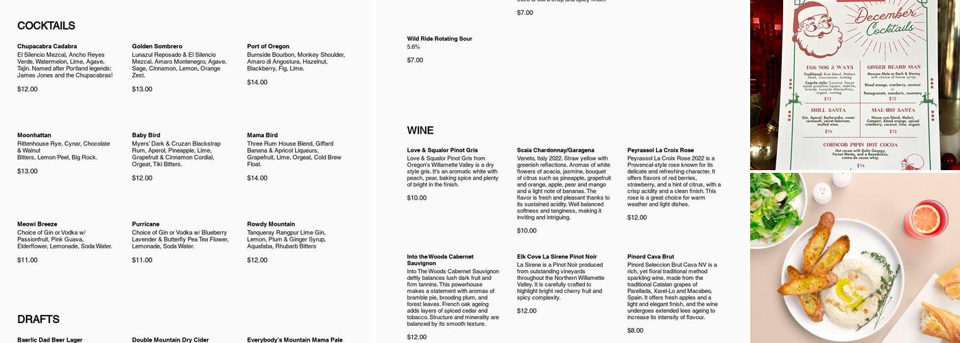 Moonshot Tavern Menu